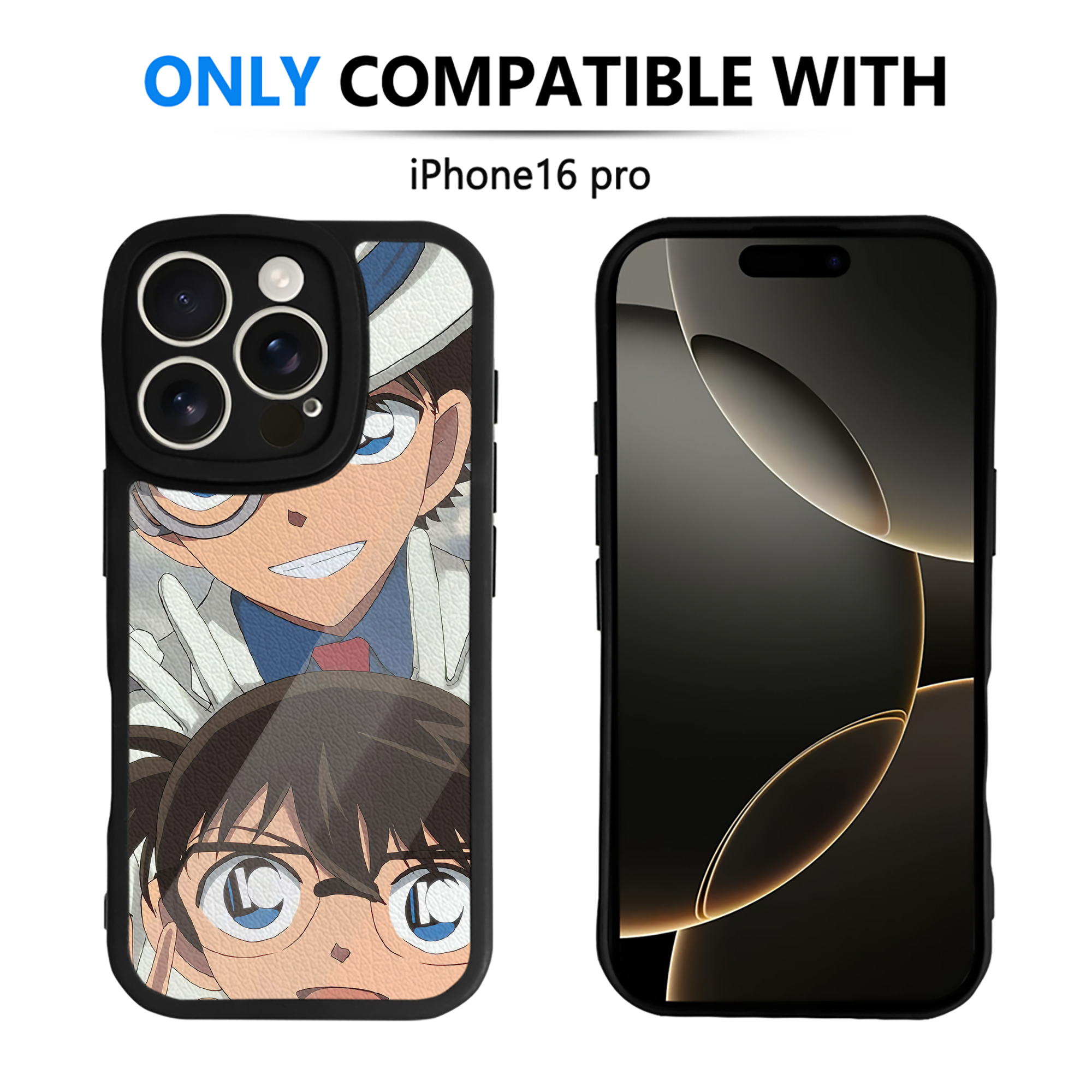 （画像用） 名探偵コナン Detective Conan 【iPhone 16シリーズ対応】シリコンスマホケース（レザー調） 材質：シリコン